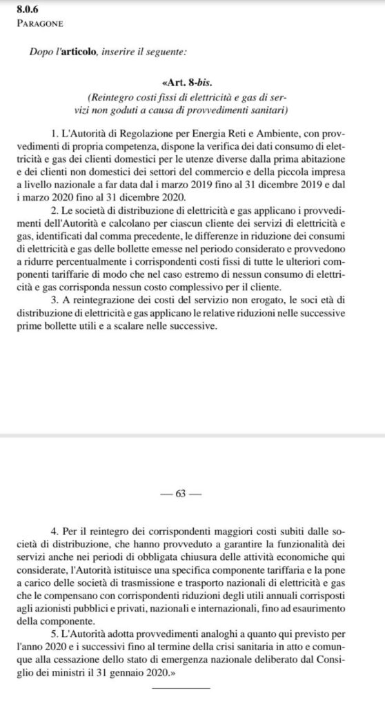 emendamento staccalabolletta